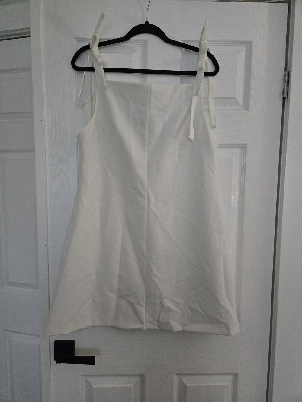 Zara White Tie-Shoulder A-Line Mini Dress